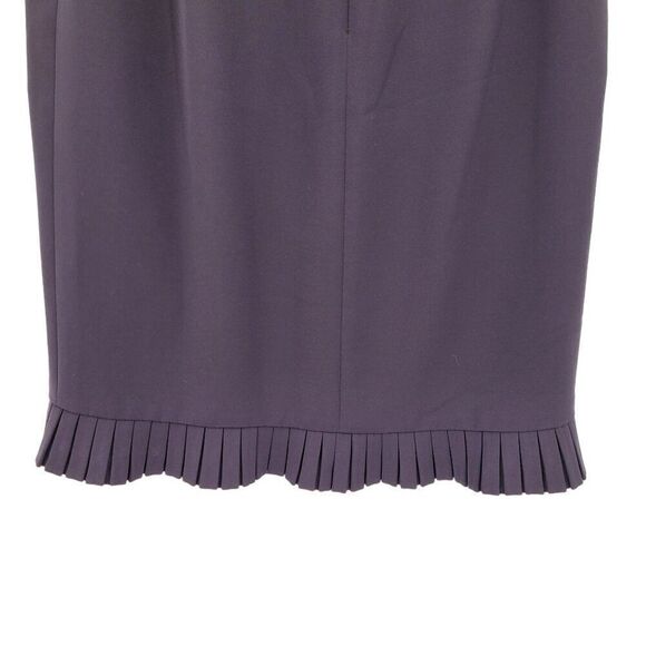 Vintage 80s Petite Skirt 10 Purple Pleated Ruffle Pink Trim Trumpet Career Work - Picture 9 of 10